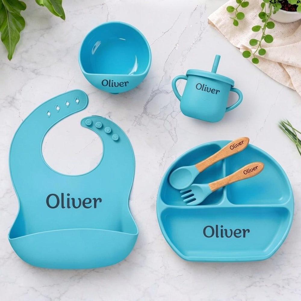 Noah + Nori™ Personalized Baby Feeding Set - Blue