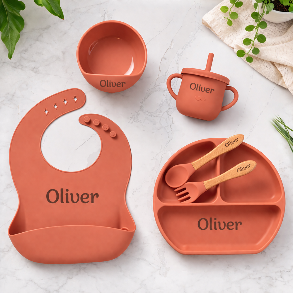 Noah + Nori™ Personalized Baby Feeding Set - Orange